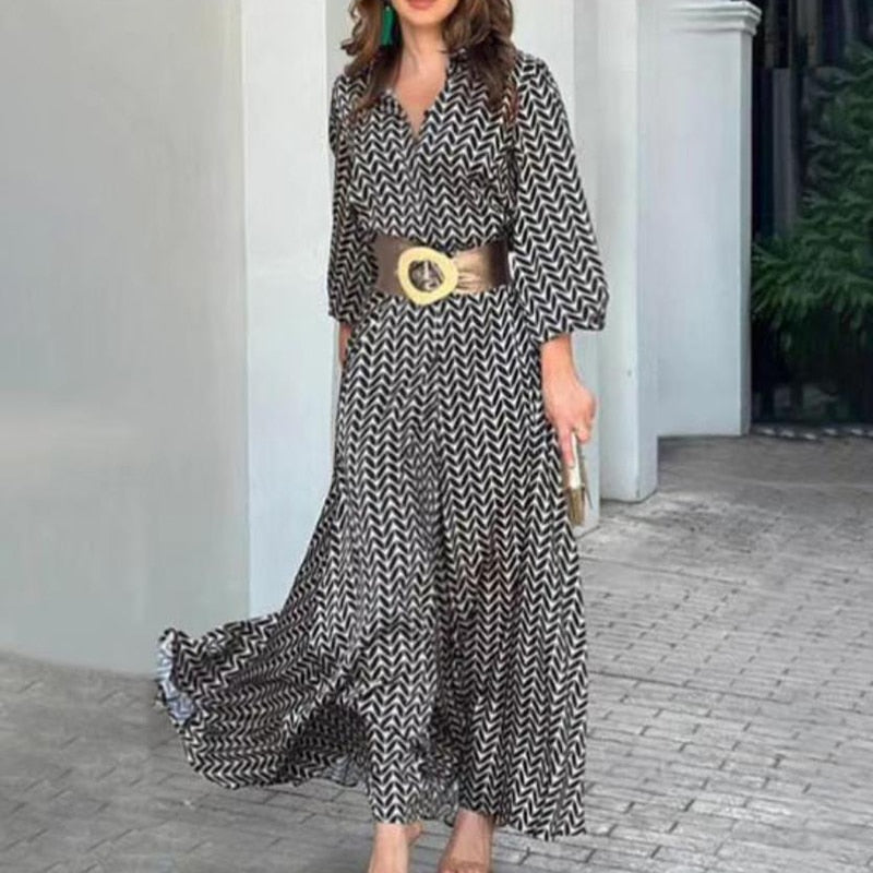 Aeliana - Sexy Boho Print Vintage Stijl Maxi Hemdkleed