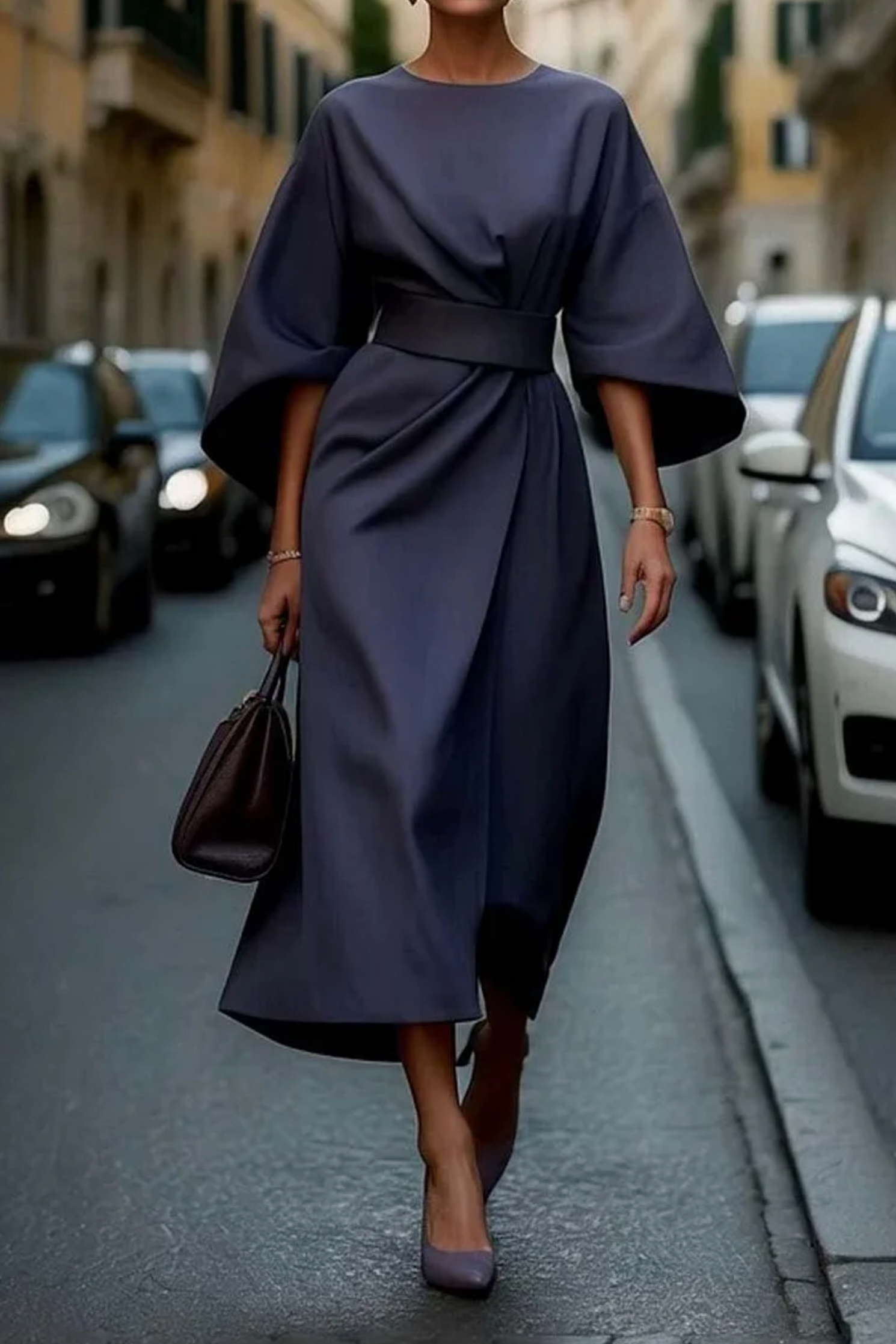 Sonia™ | Chic Jurk met Lantaarnmouwen en Tailleband