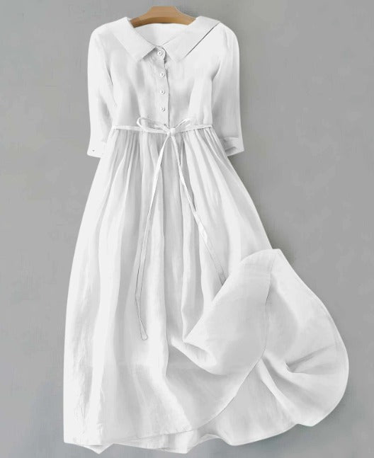 Lux - Elegante Korte Mouwen Jurk met Tailleband