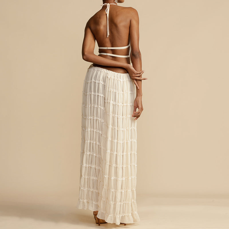 Odalys™ | Boho geraffte Halter Rugdecolleté Maxi Set