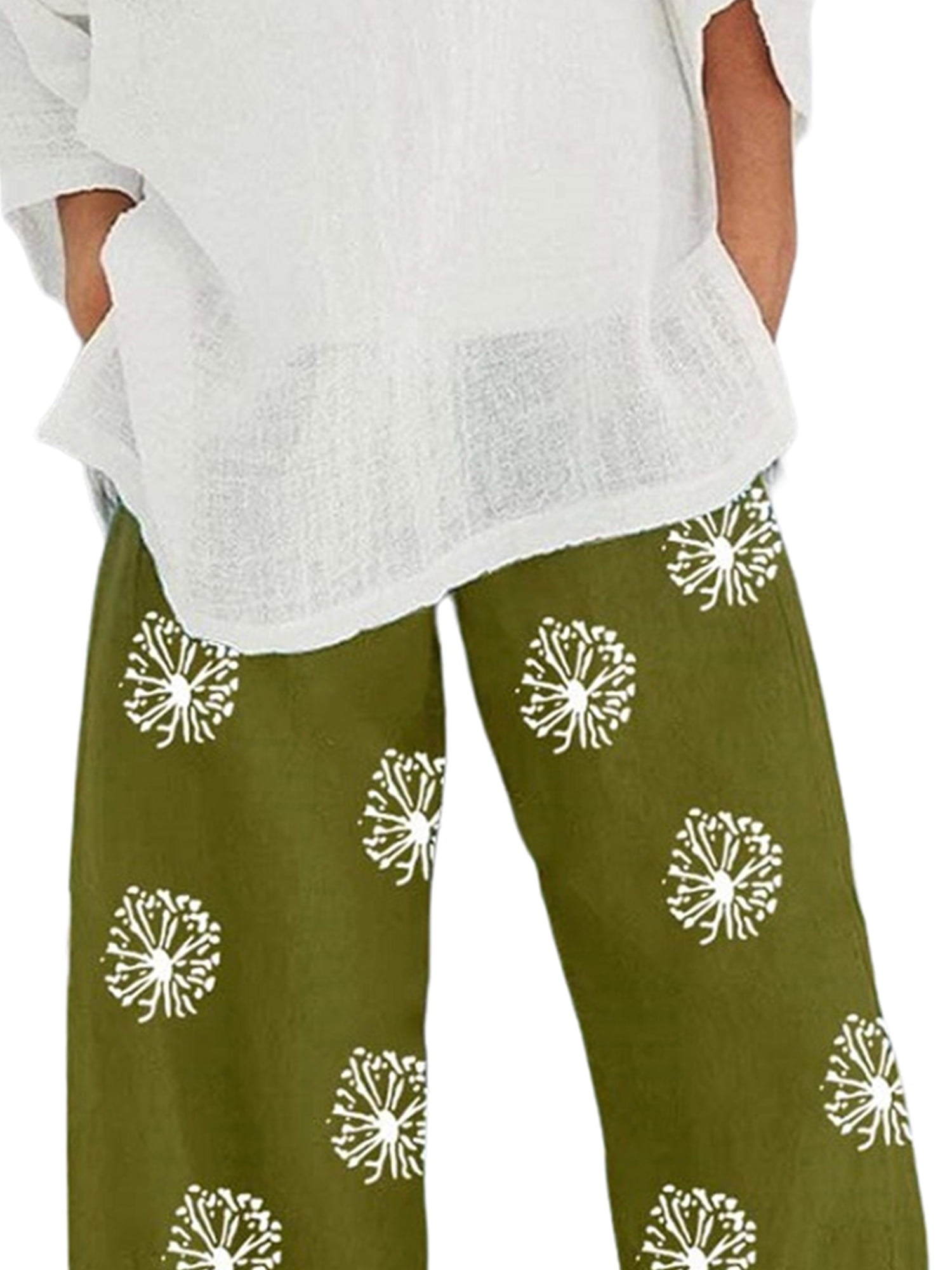 Chiara™ | Lichte Zomer Capri Broek voor Dames van Katoen en Linnen met Paardenbloemprint