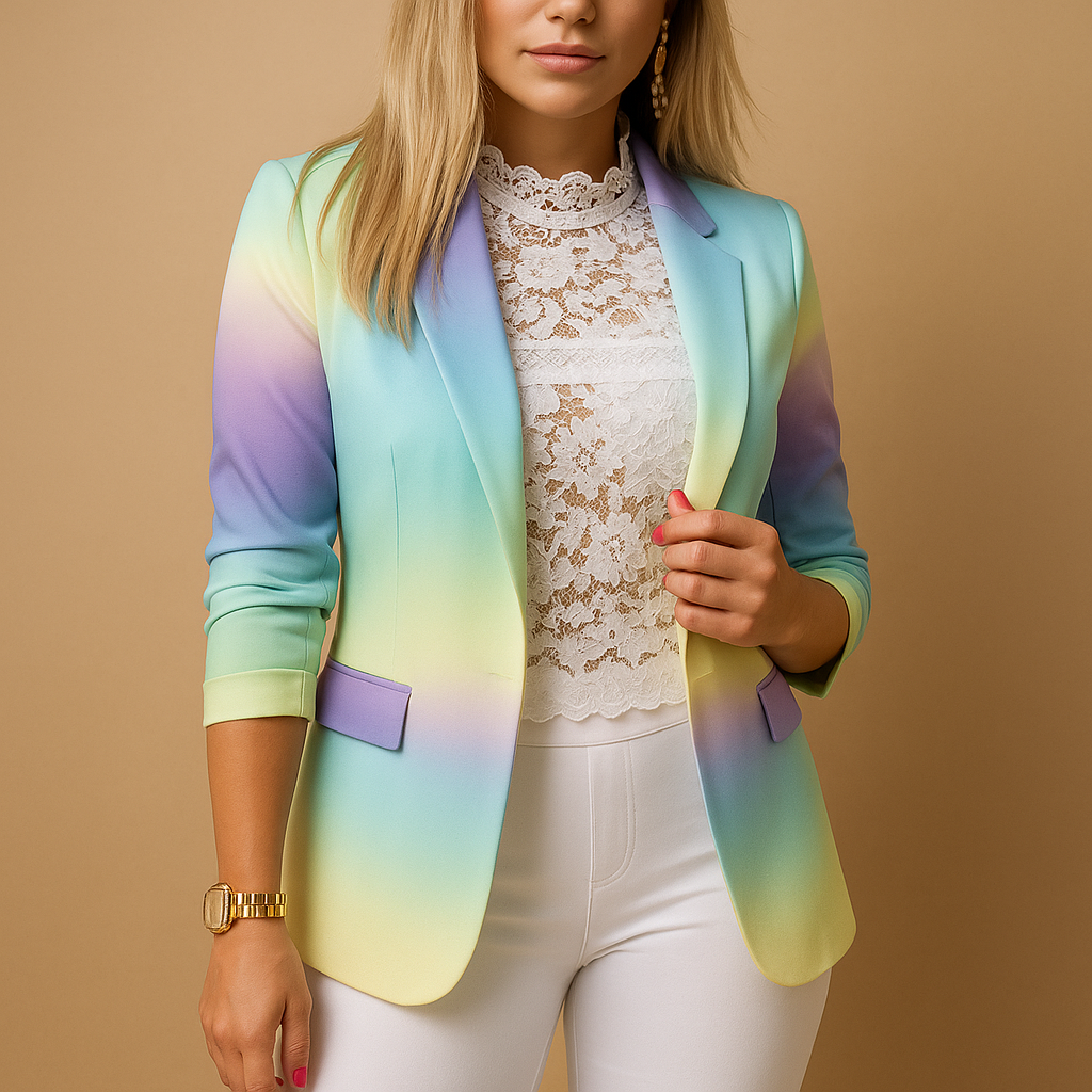 Vermeer™ | Elegante dames blazer met levendige print en sjalkraag
