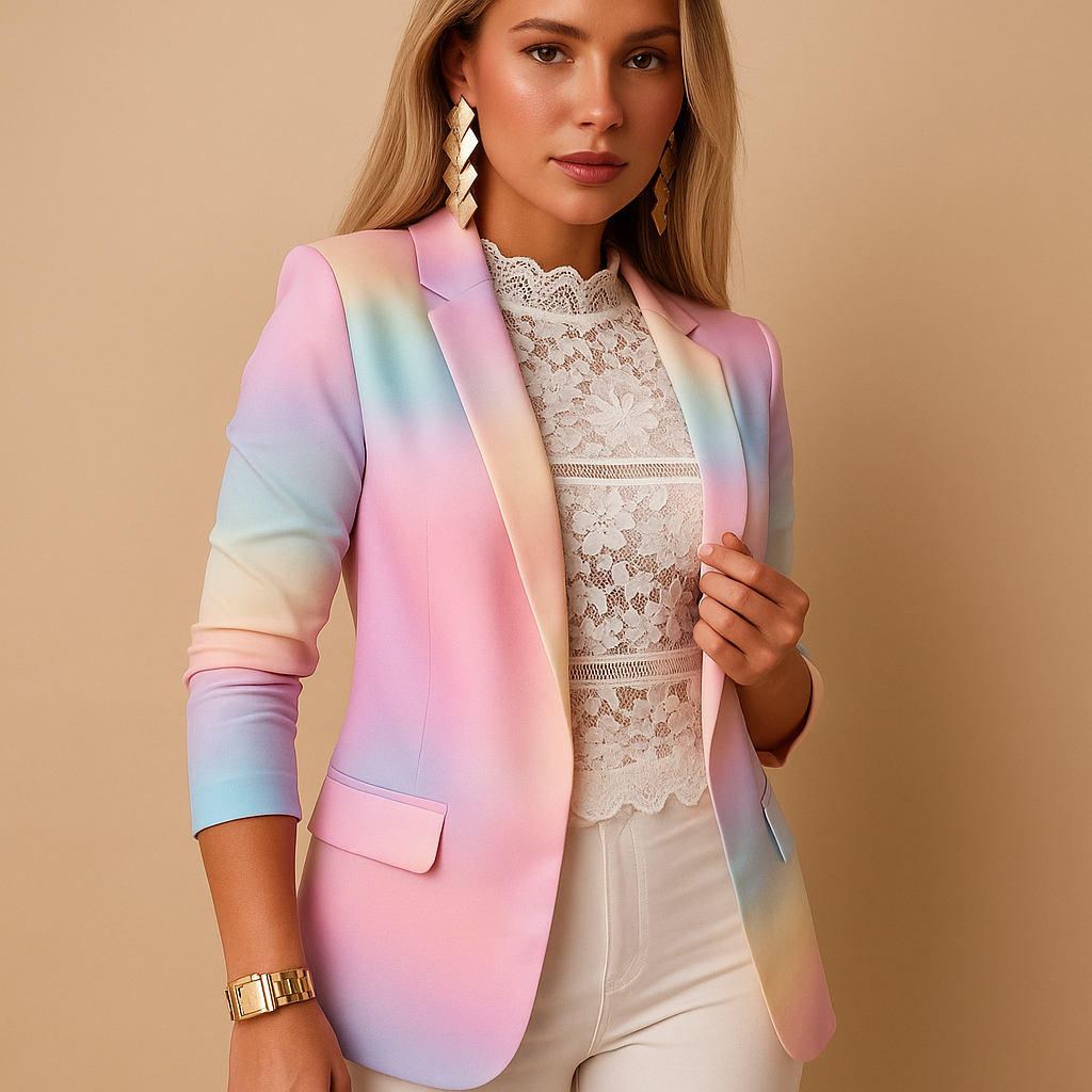 Vermeer™ | Elegante dames blazer met levendige print en sjalkraag