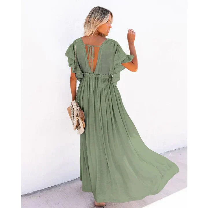 Puck™ | Maxi Jurk Groen Stijl Ibiza