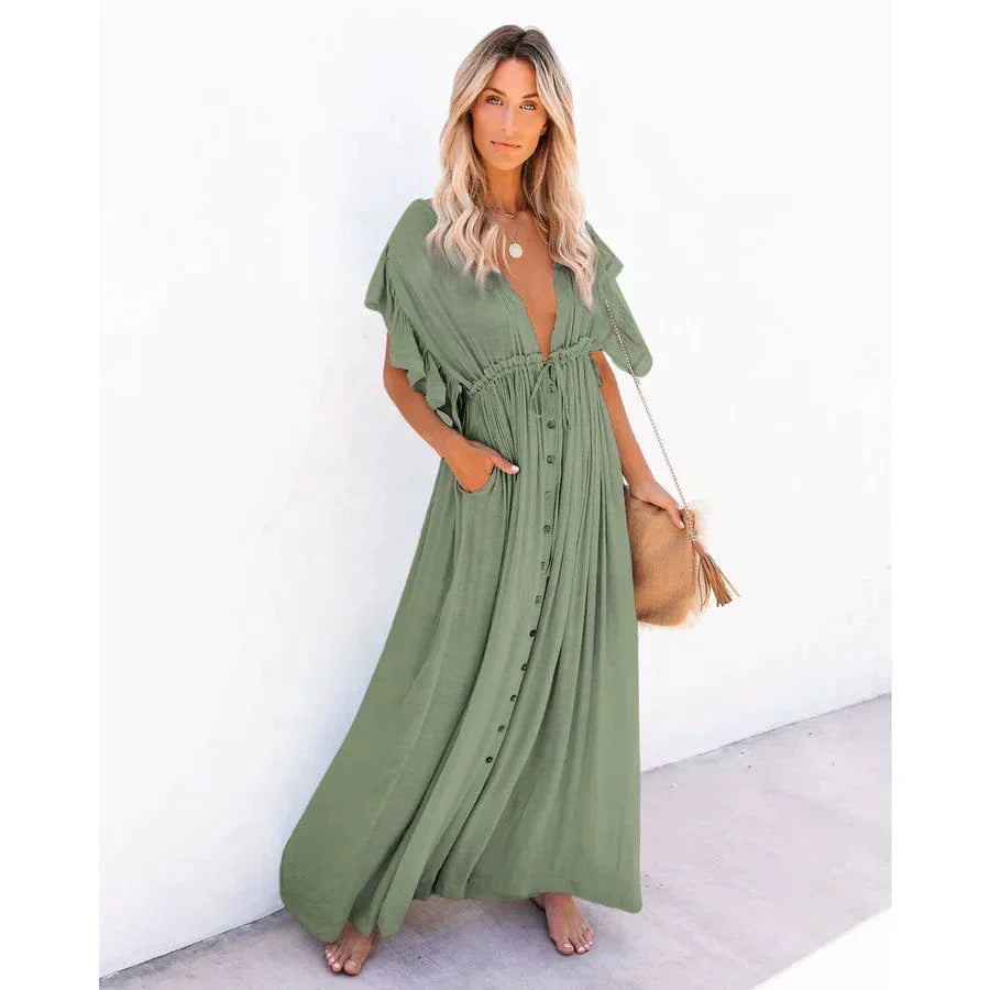 Puck™ | Maxi Jurk Groen Stijl Ibiza