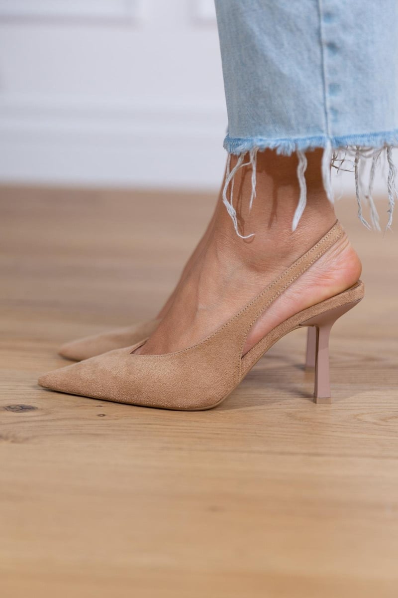 Marlena™ | Nude slingback pumps met een dunne hak