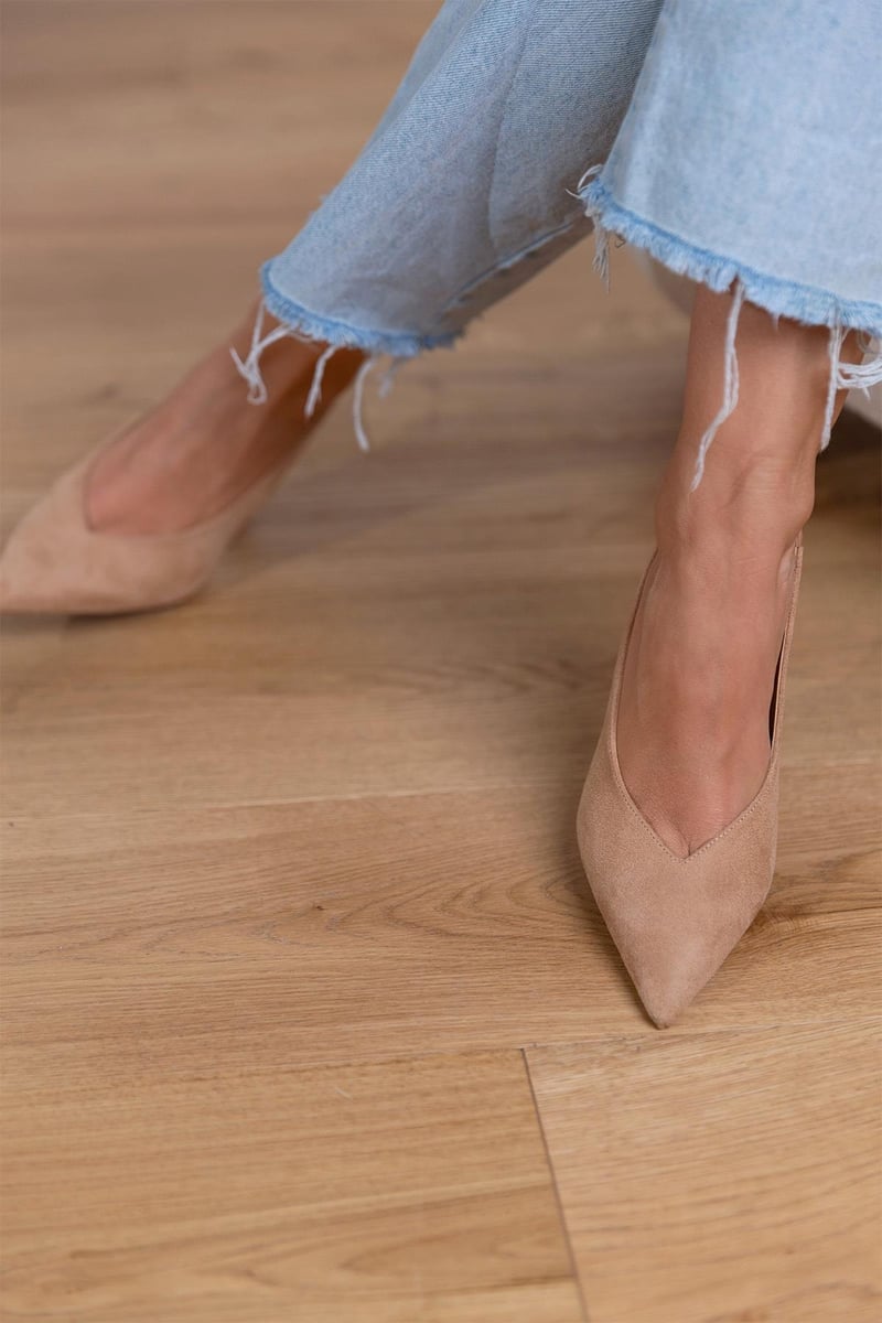 Marlena™ | Nude slingback pumps met een dunne hak