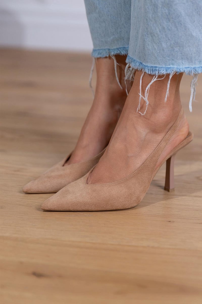 Marlena™ | Nude slingback pumps met een dunne hak