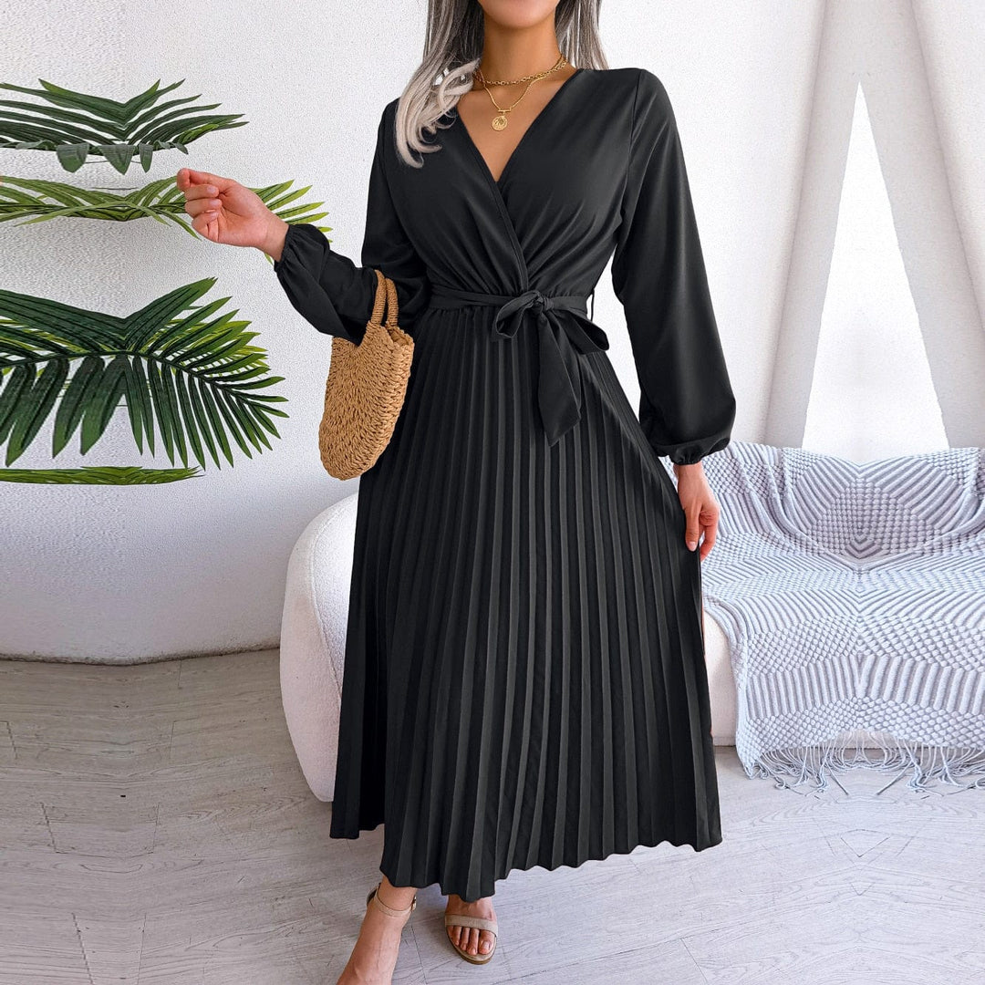 Amy™ | Maxi Jurk Elegante Zwart met V-Hals Boho Stijl voor Feestelijke Gelegenheden