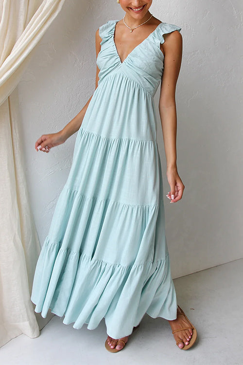 Juliet™ | V-hals Rimpel Maxi-jurk