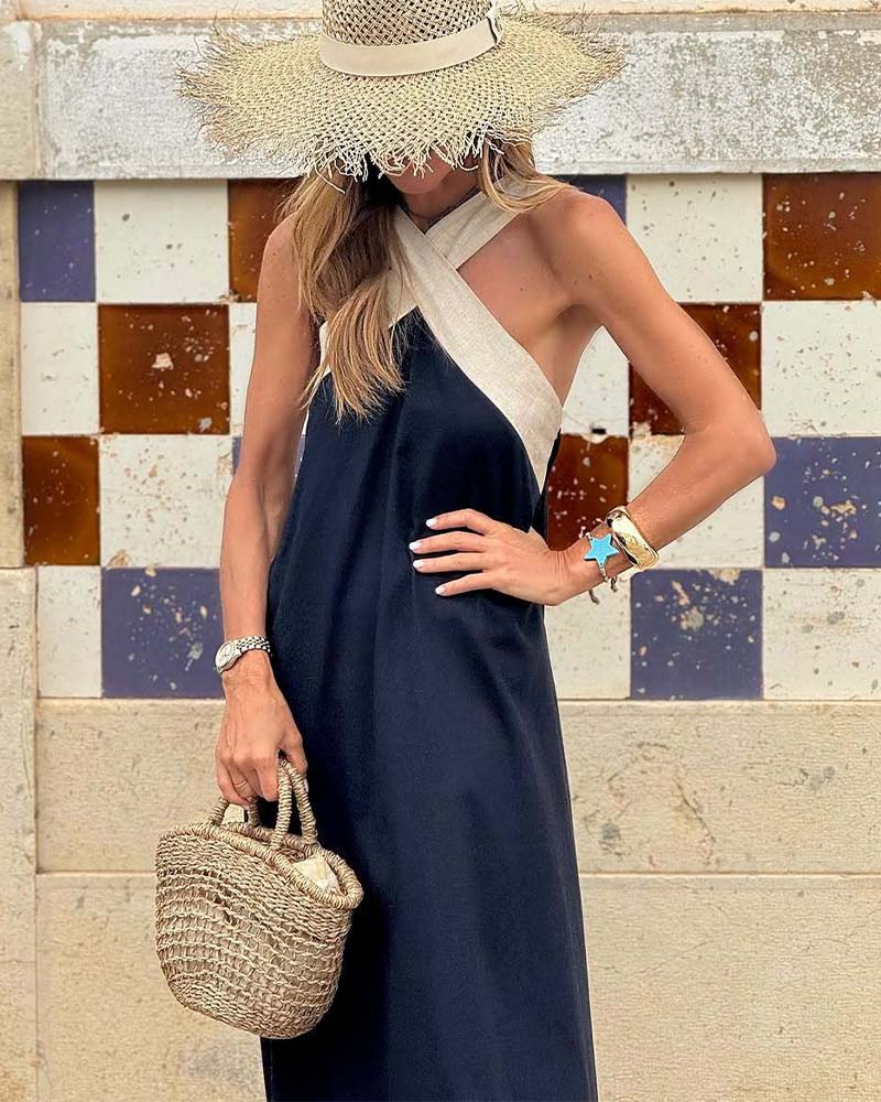 SIENNA™ | Chic Jurk met Ontblote Rug en Kruisnek