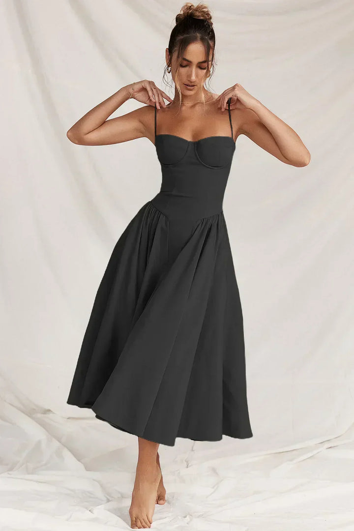 Nina - Mouwloos Korset Midi-jurk