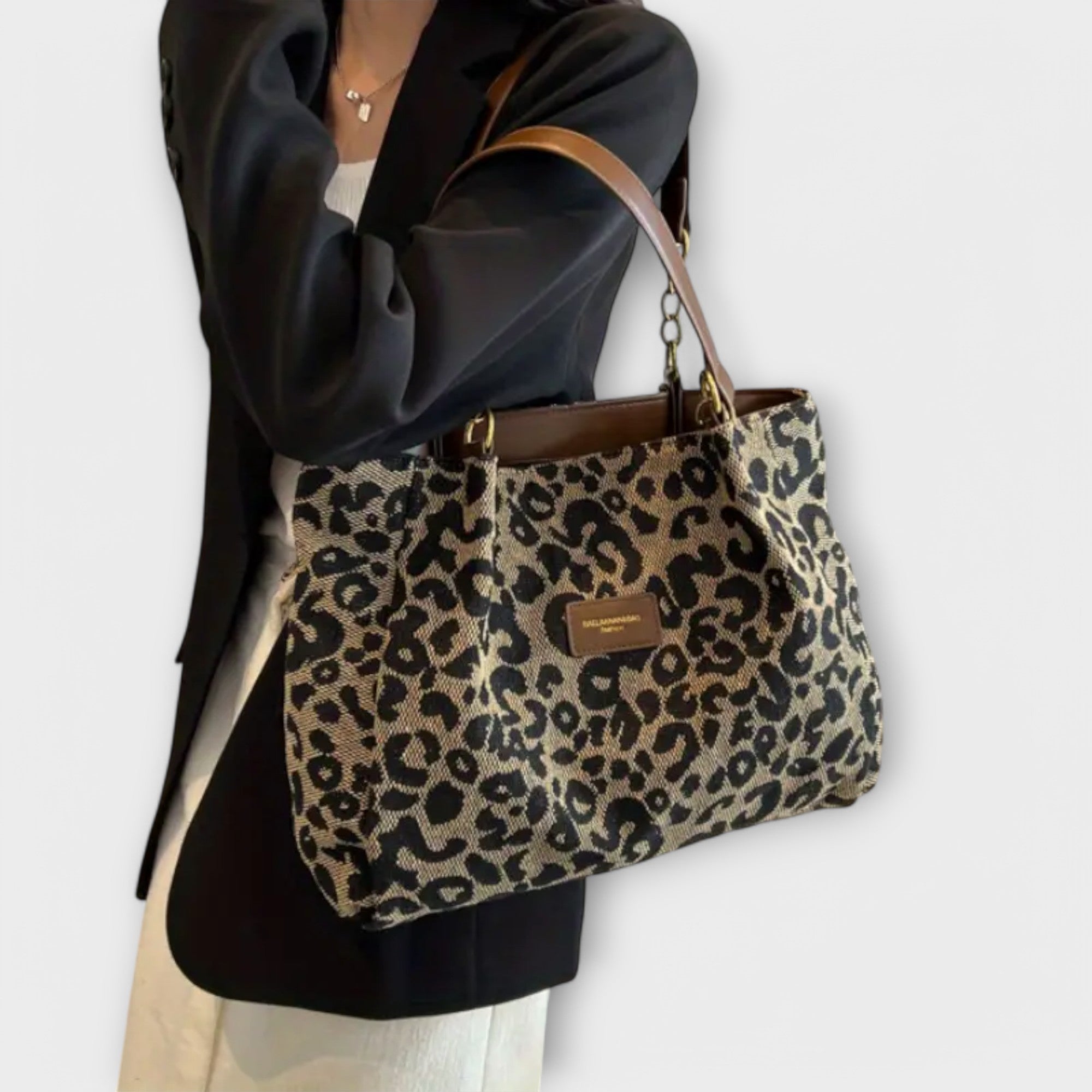 Elara - Luipaardprint Canvas Tas