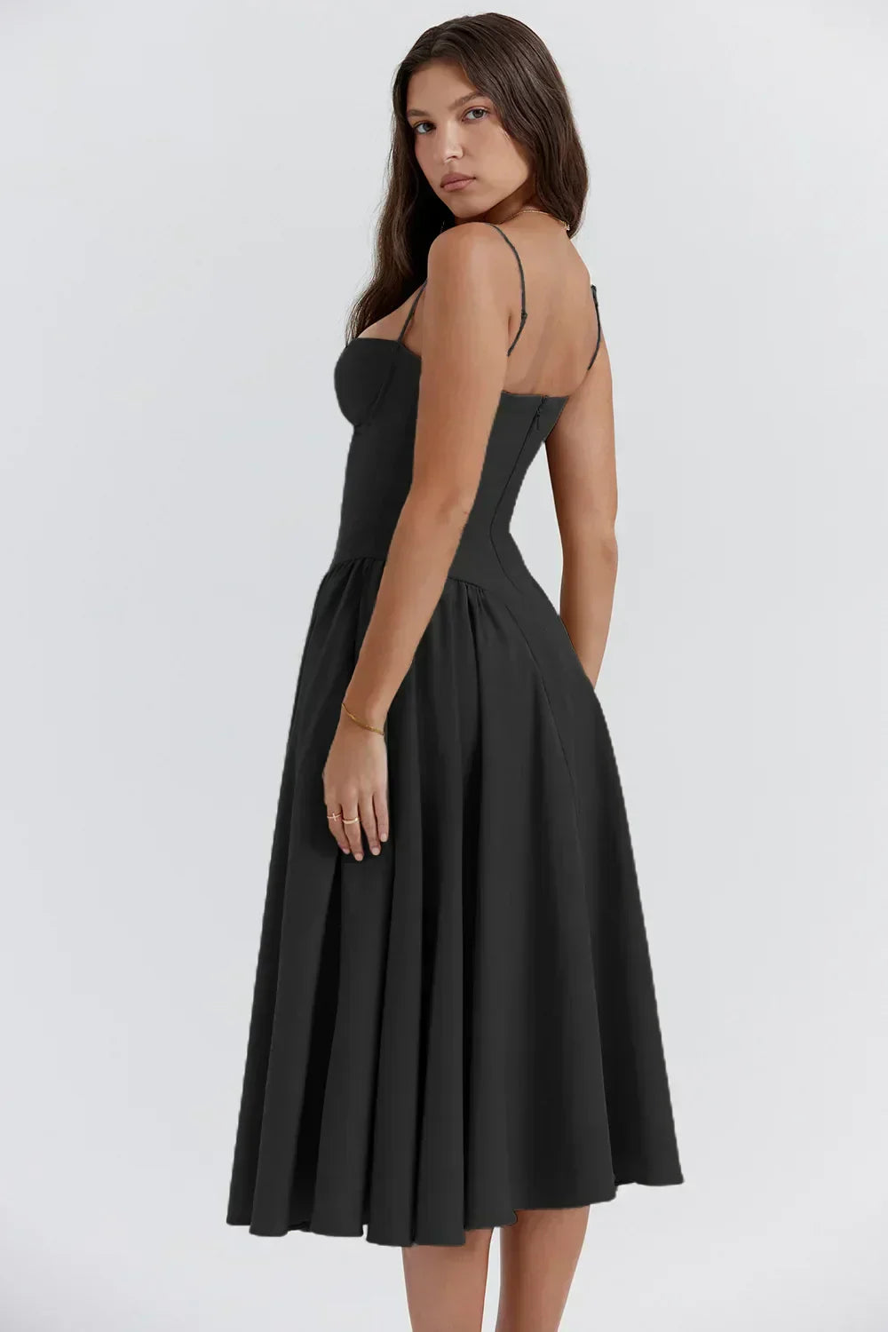 Nina - Mouwloos Korset Midi-jurk