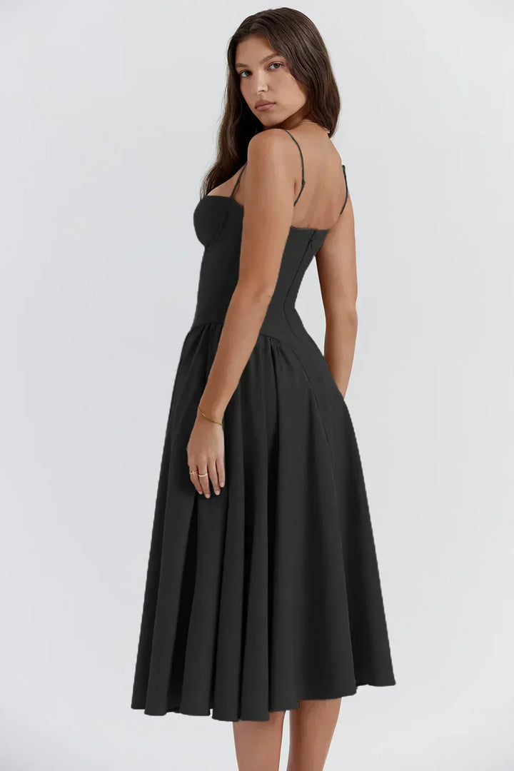 Nina - Mouwloos Korset Midi-jurk