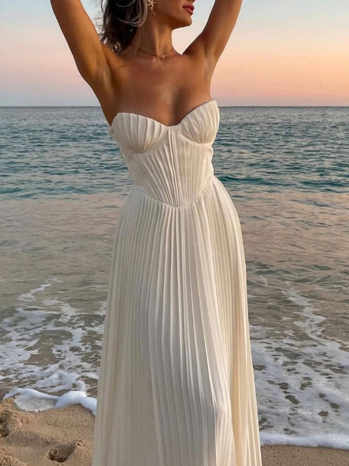 Christina™ | Elegante Plissé Strapless Jurk