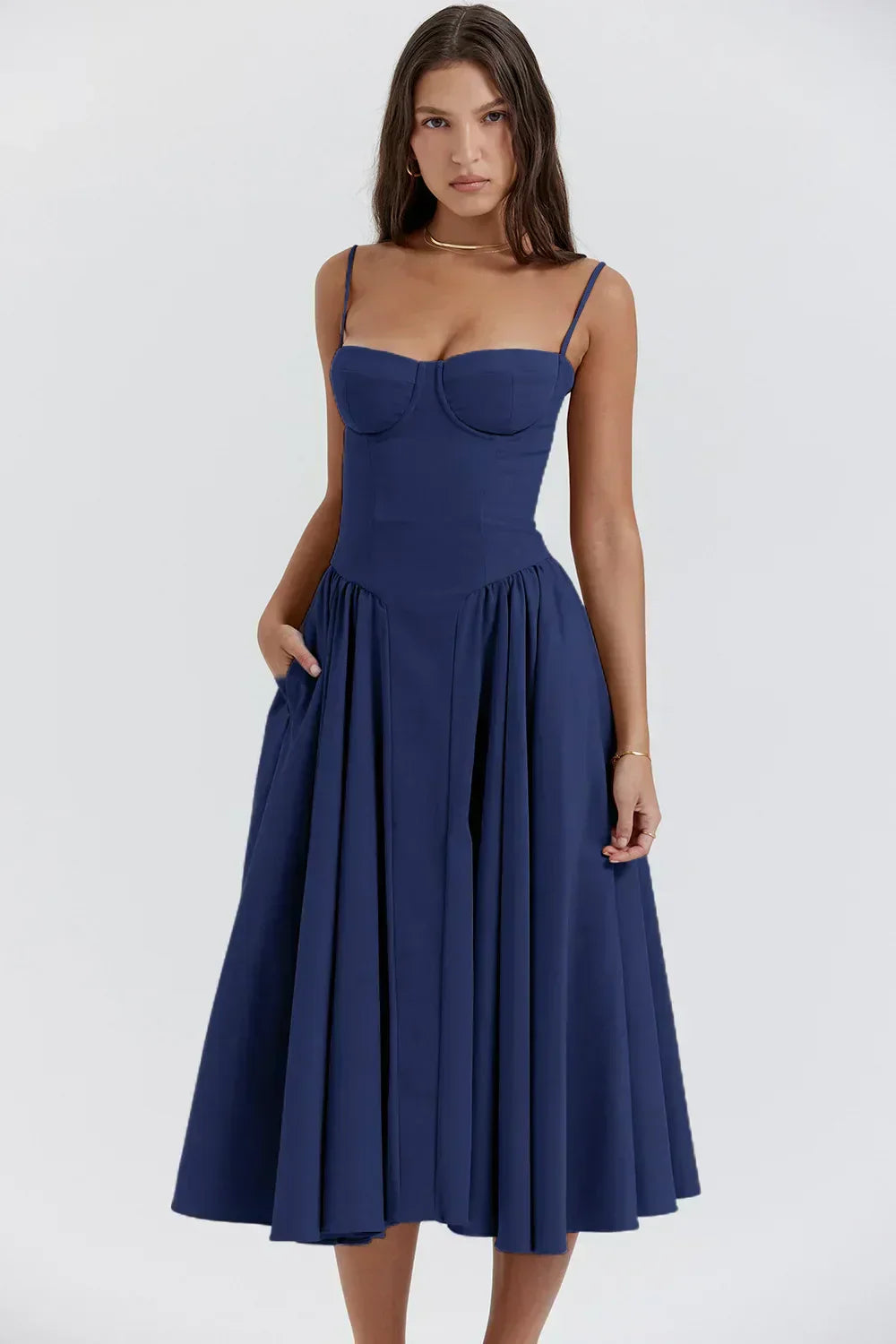 Nina - Mouwloos Korset Midi-jurk