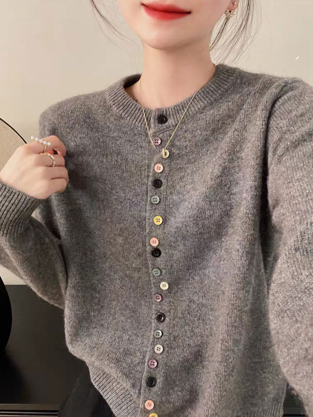 Beatrice - Klassieke cardigan met ronde hals