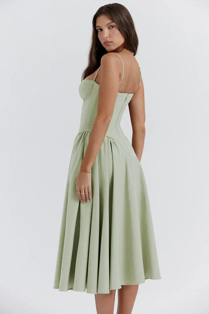 Nina - Mouwloos Korset Midi-jurk