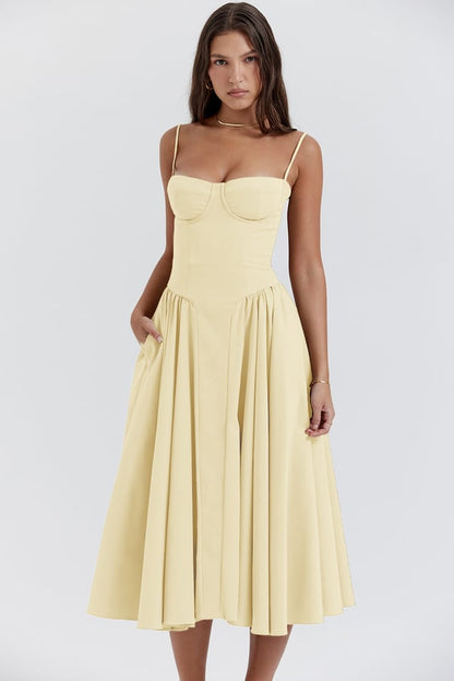 Nina - Mouwloos Korset Midi-jurk