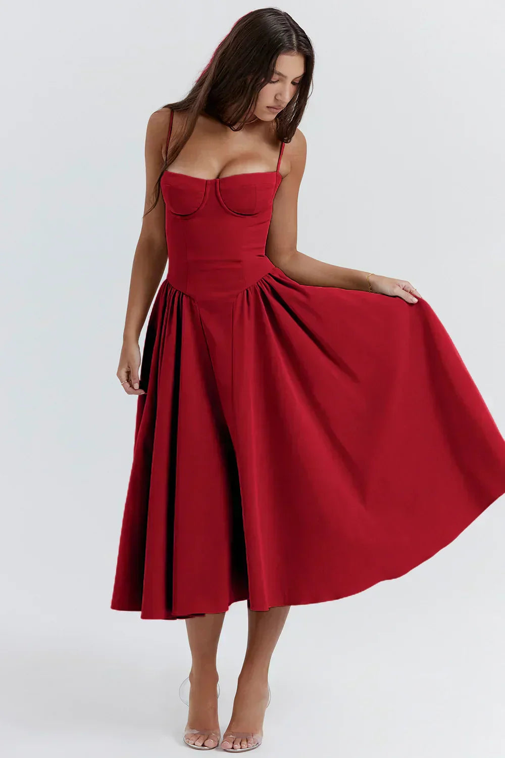 Nina - Mouwloos Korset Midi-jurk