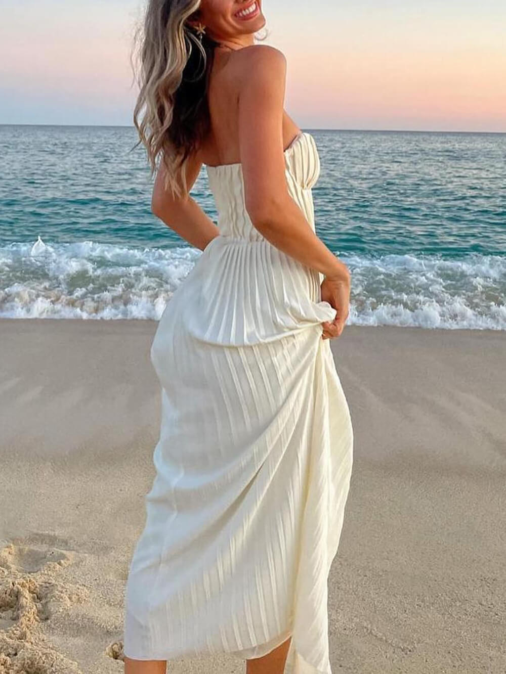 Christina™ | Elegante Plissé Strapless Jurk