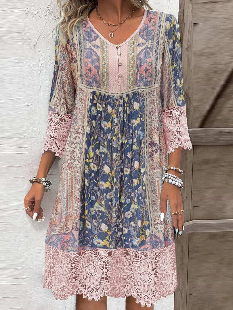 Mirabel™ | Boho Jurk met Kantdetails