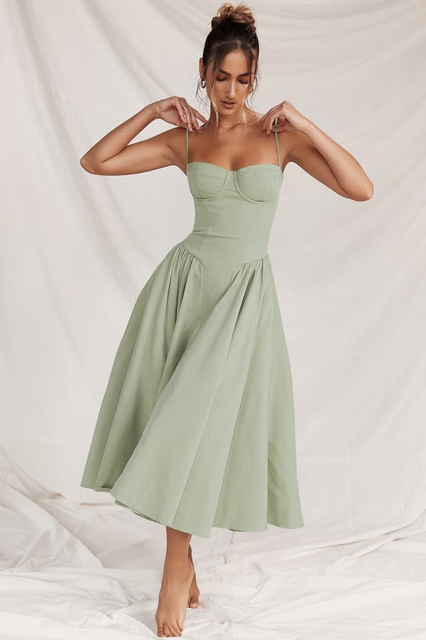 Nina - Mouwloos Korset Midi-jurk