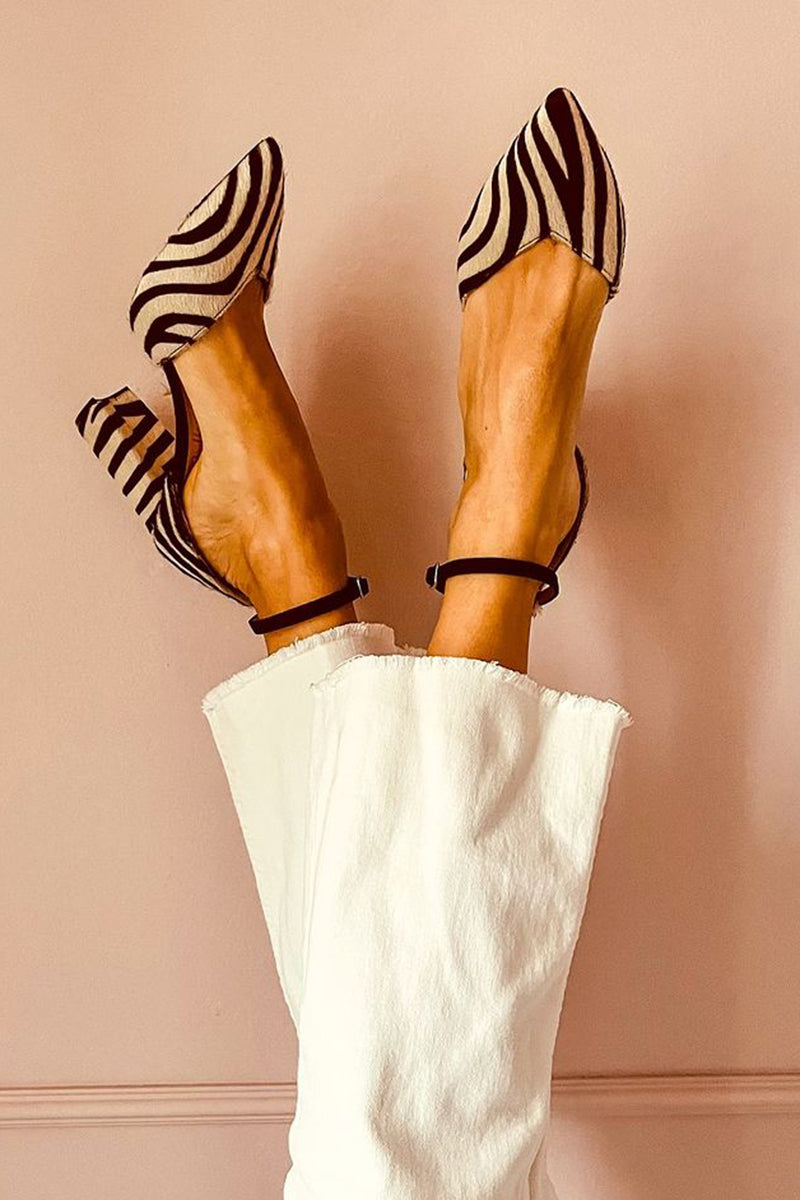 Zebrina™ | Sandalen met middelhoge hak en enkelbandje met zebra print