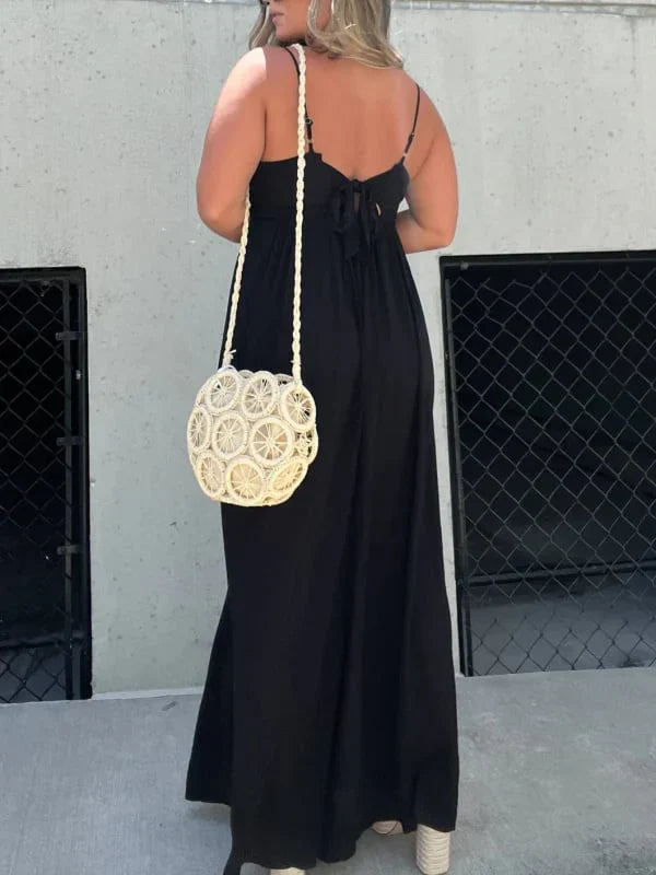 Mara - V-Hals Moeiteloze Wijde Pijpen Jumpsuit