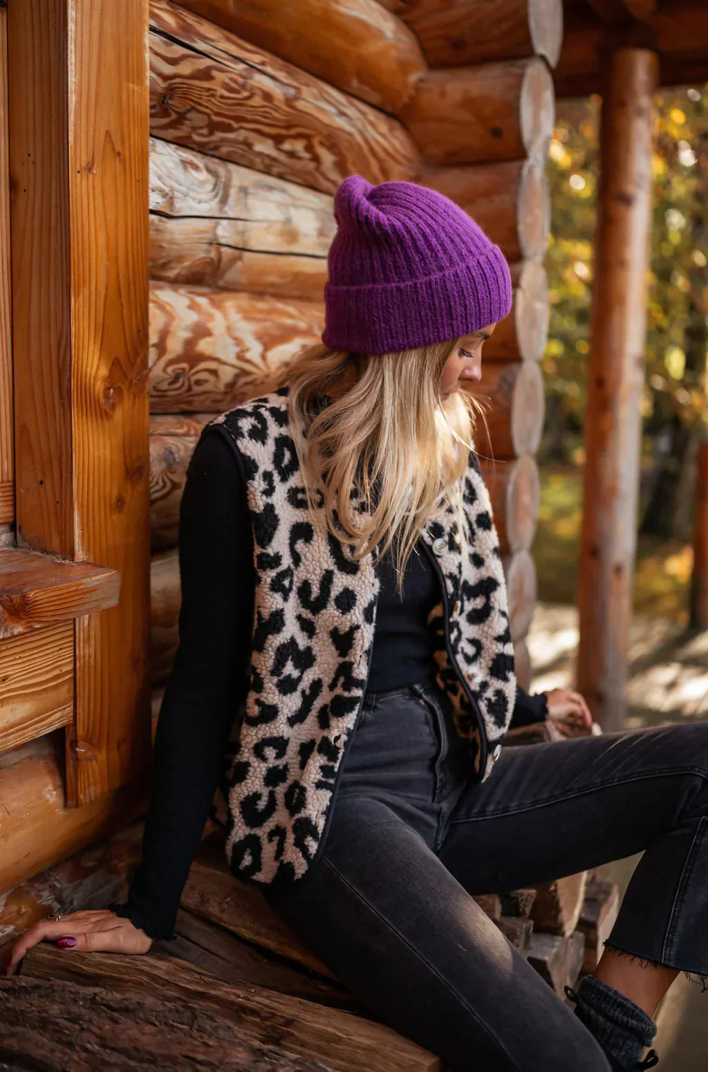 Astrid™ | Gebreide Gilet met Luipaardprint