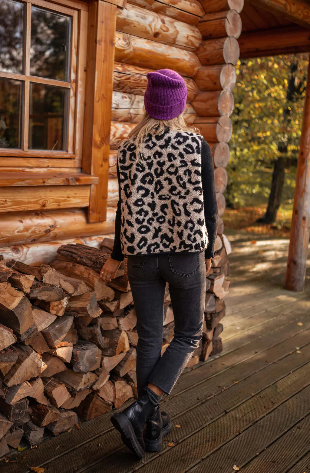 Astrid™ | Gebreide Gilet met Luipaardprint