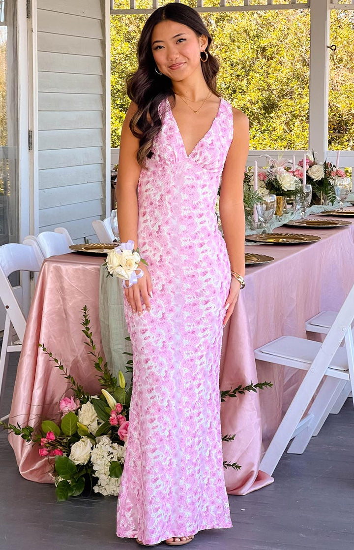 Farida - Roze Spitzen-Maxikleed