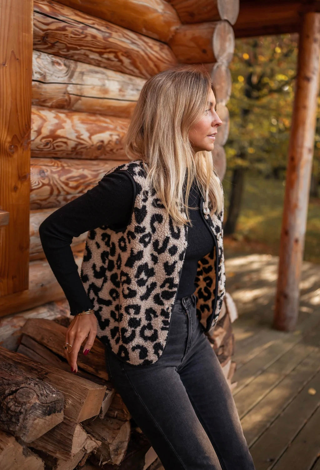 Astrid™ | Gebreide Gilet met Luipaardprint