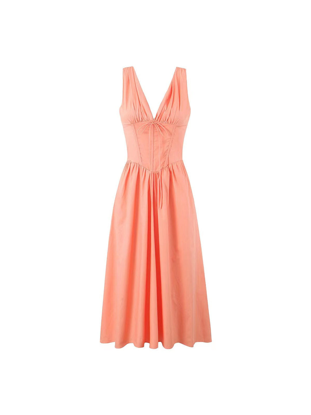 Ariana - Midi-jurk met V-hals, corset en uitlopende rok