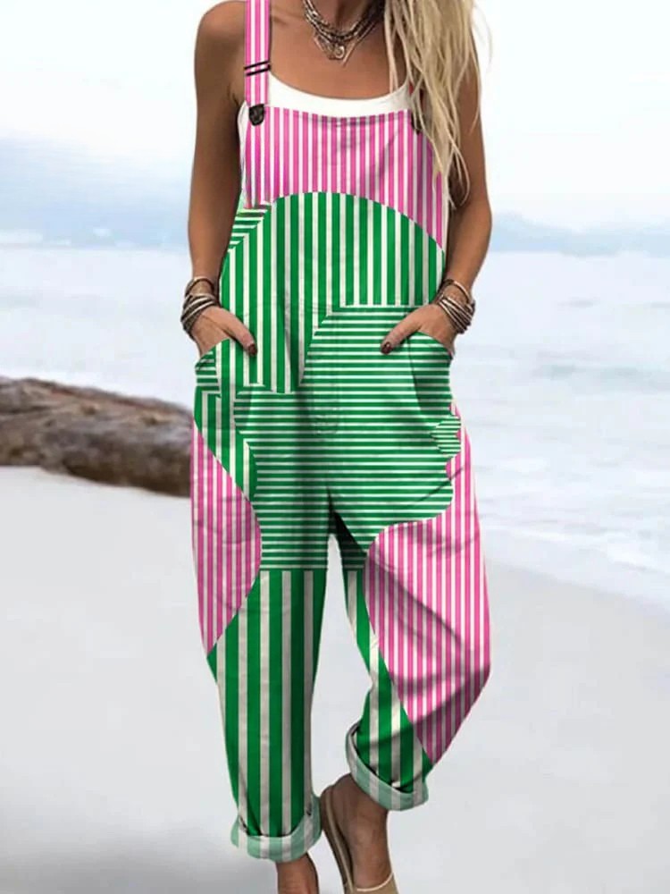 Vrouwen in vintage stijl bloemenoverall - moeiteloze stijl en comfort voor de hele dag