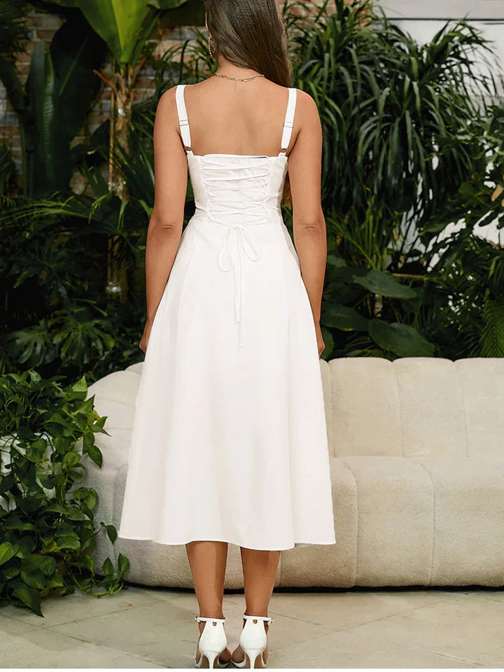 Vana - Corset-Lace Witte Midikleed