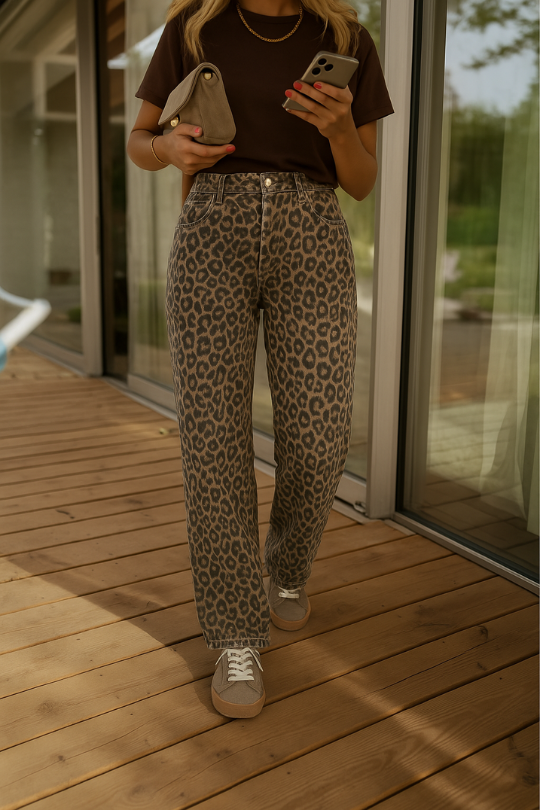 Nadine™ | Olifantenpantalon met Luipaardprint
