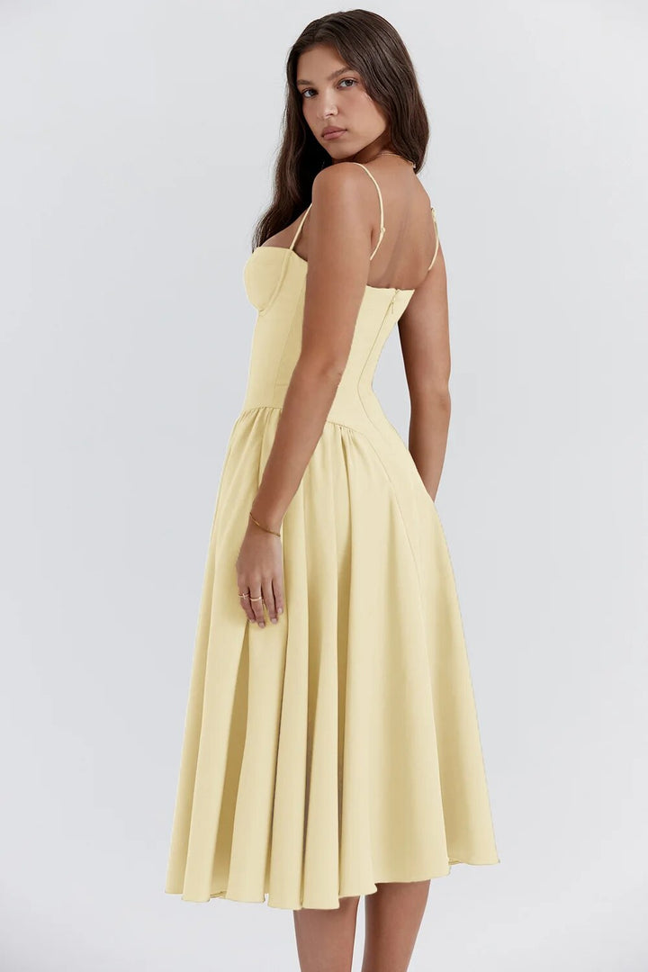 Nina - Mouwloos Korset Midi-jurk