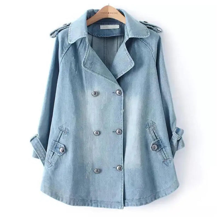 Sezina™ | Elegante Denim Cape Coat