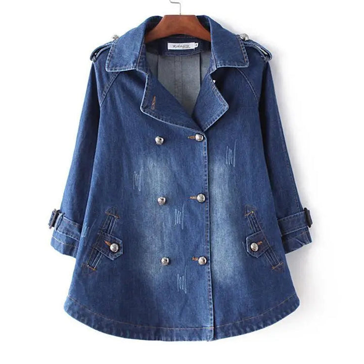 Sezina™ | Elegante Denim Cape Coat
