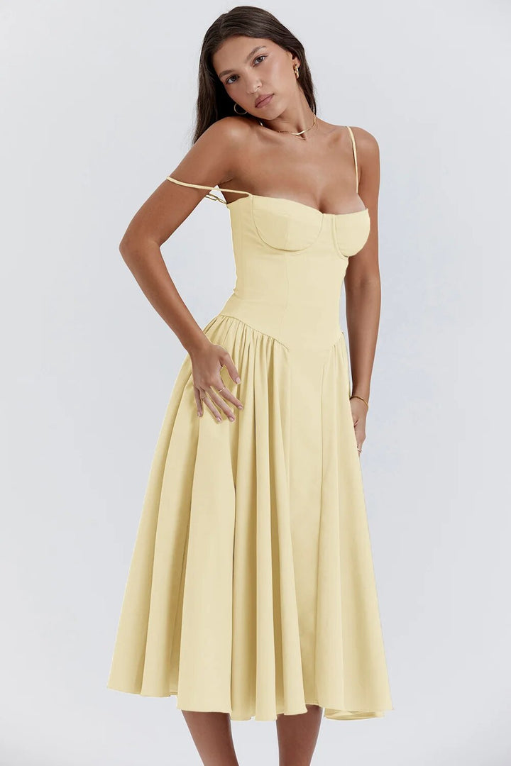 Nina - Mouwloos Korset Midi-jurk