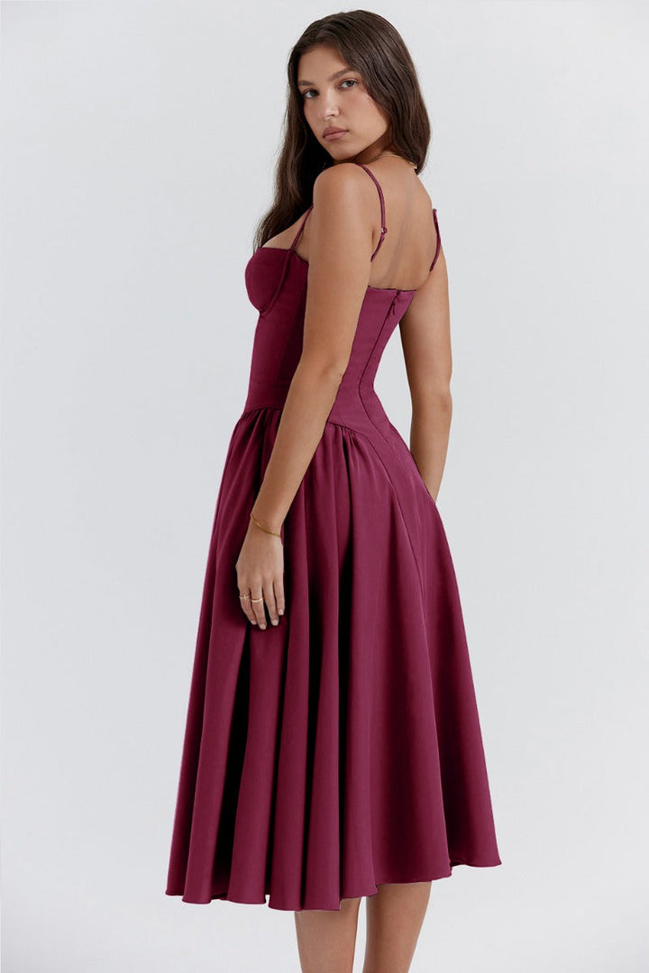 Nina - Mouwloos Korset Midi-jurk