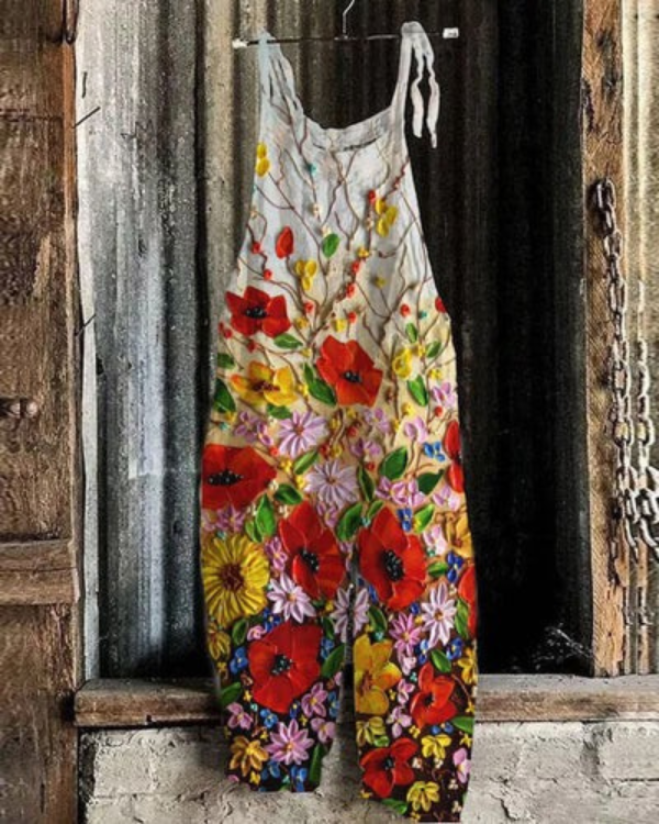Vintage Bloemen Overall - Moeiteloze Stijl voor Vrouwen, Elegante en Comfortabele