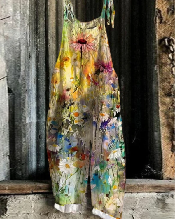 Vintage Bloemen Jumpsuit - Stijl en Comfort Zonder Inspanning voor Vrouwen