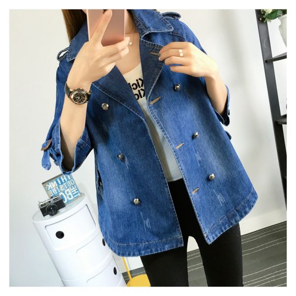 Sezina™ | Elegante Denim Cape Coat