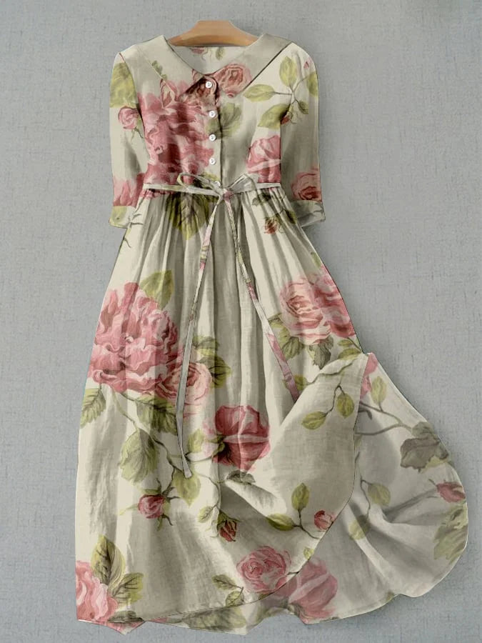 Marley - Vintage Jurk met Lussen en Bloemenprint