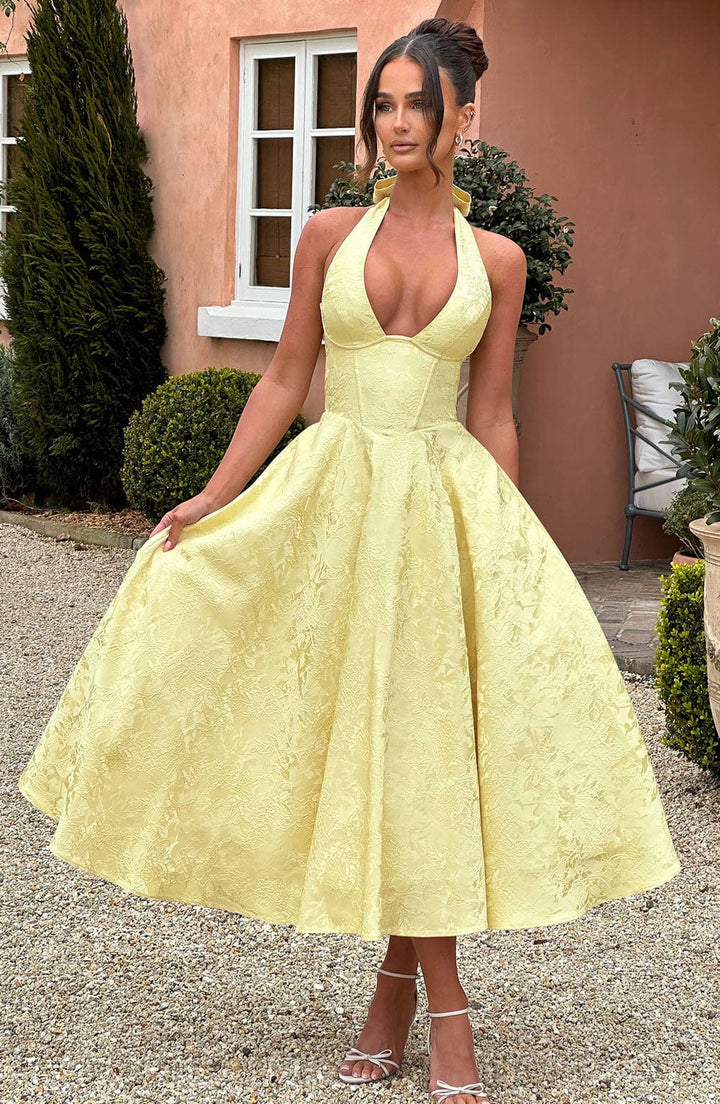 Esmeralda - Mouwloze Halter Midi-jurk