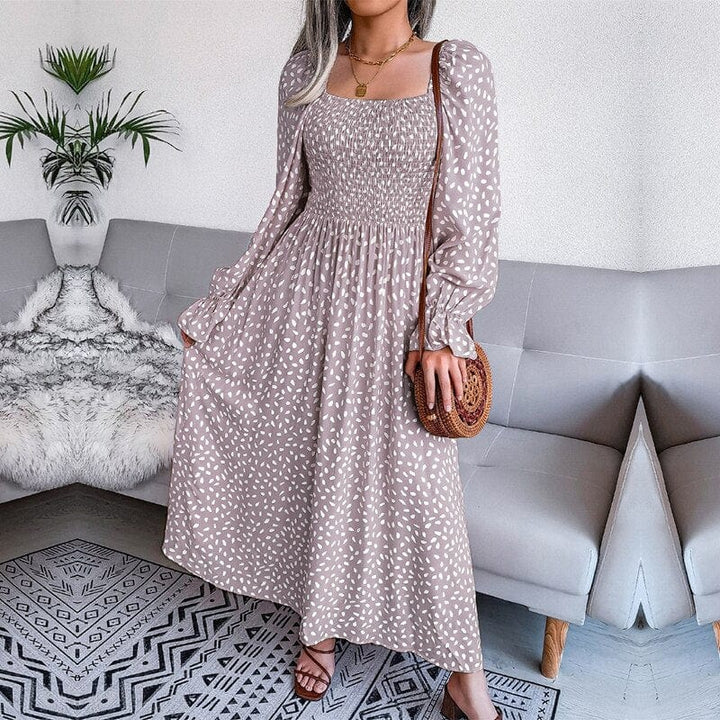 Lotte™ | Elegante Maxi Jurk Beige met Lange Mouwen