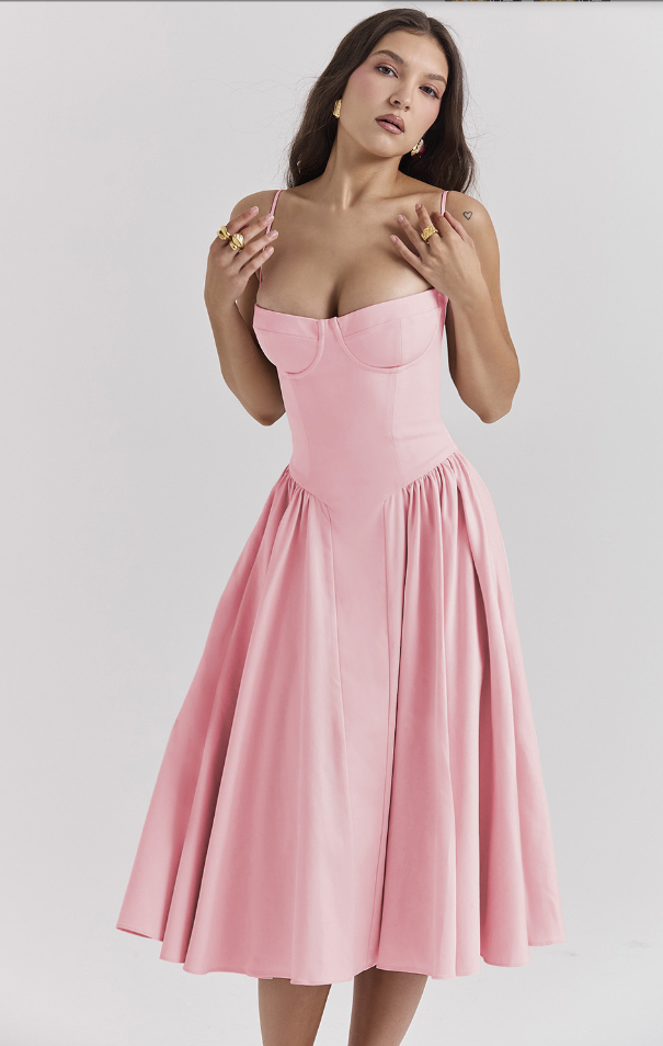Nina - Mouwloos Korset Midi-jurk